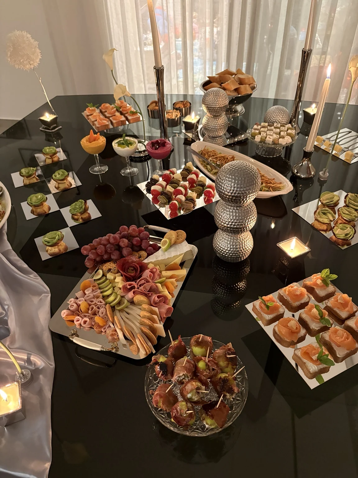 Close-up of an elegant charcuterie and cheese selection
